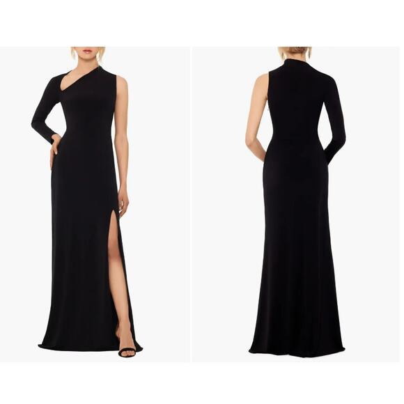 Betsy & Adam Asymmetric Single Long Sleeve Gown Size 12 New with Tags - Picture 2 of 8